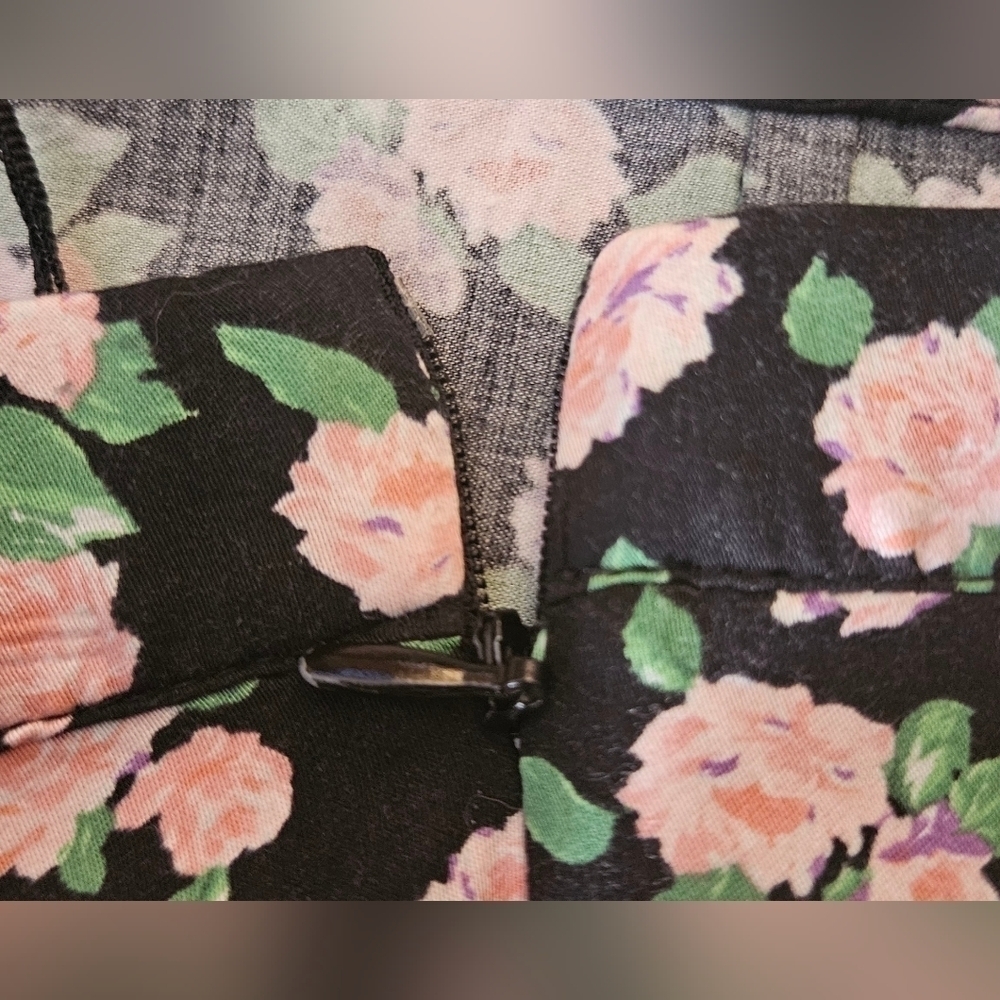 Zara Floral Midi Skirt Black Pink Romantic Cottagecore XS - Picture 9 of 11